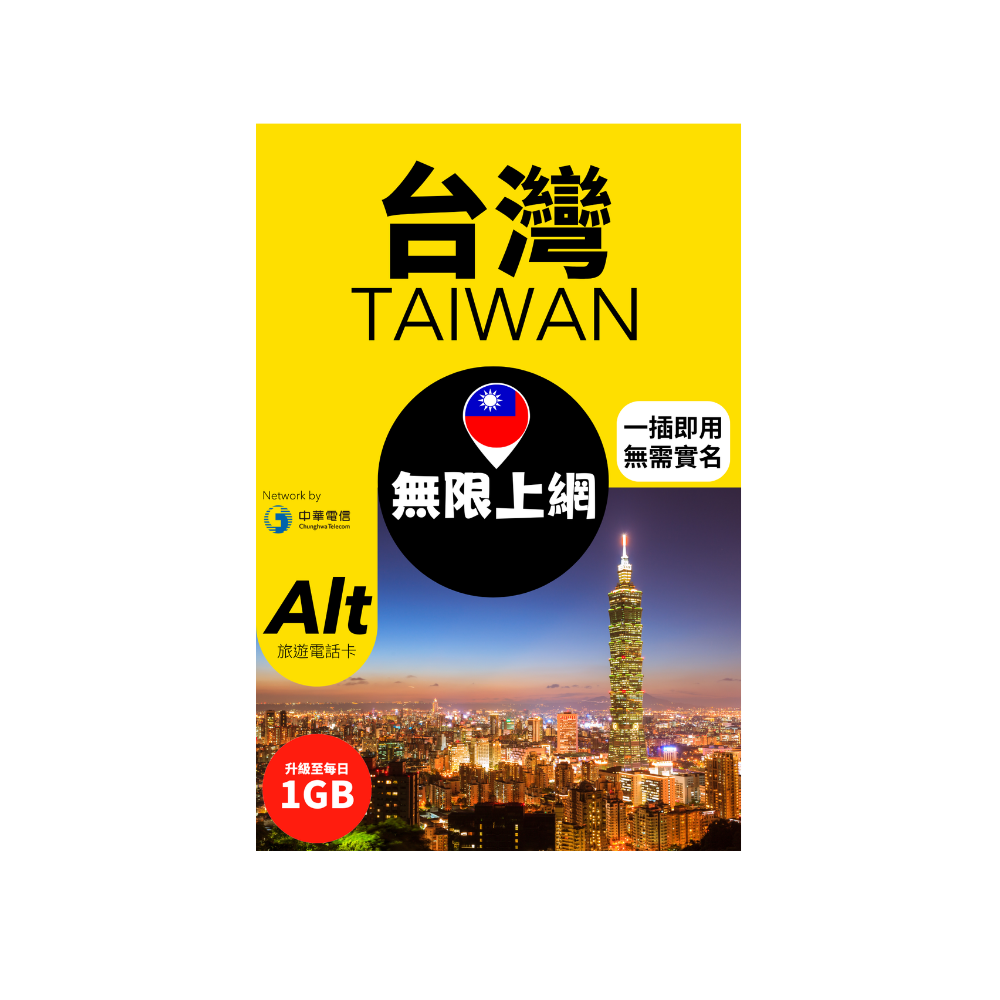 Alt 台灣 6日 FUP 無限上網電話卡 (升級版每日 1GB)