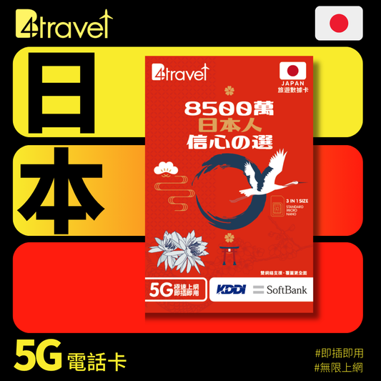 B4travel 日本 5日 5GB 5G 無限上網卡